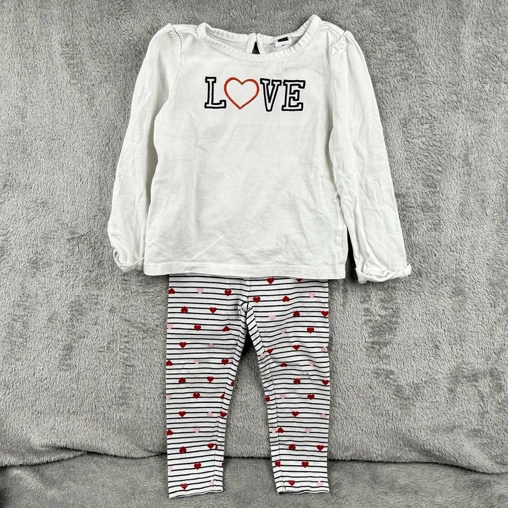 Janie‎ and Jack Valentine's Day Outfit Size 2T Shirt Pants Hearts Coquette Cute